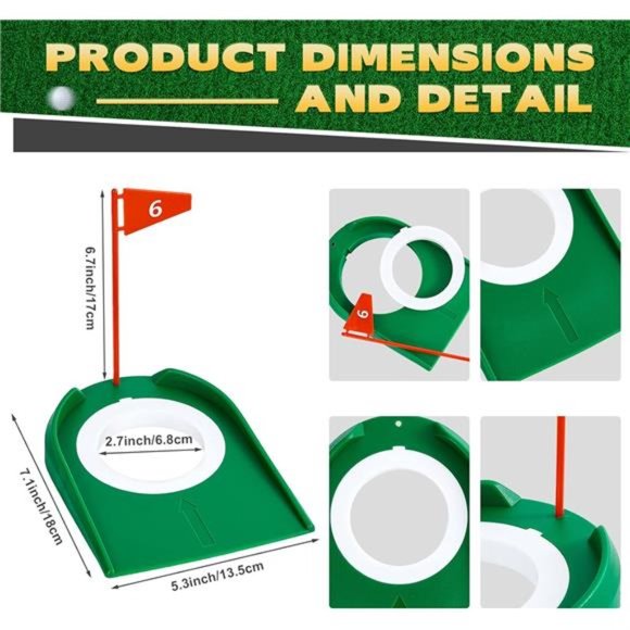 6 Pcs Golf Practice Putting Cup Golf Training Putters Putting Green with Flag - Picture 3 of 7